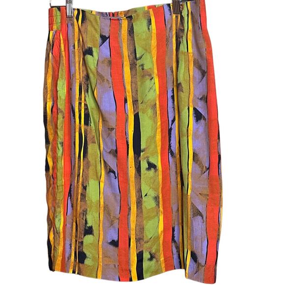 Vintage 90s Abstract Striped Pencil Skirt 11/12 Hip Hop Hilary Banks Aesthetic - Picture 1 of 3